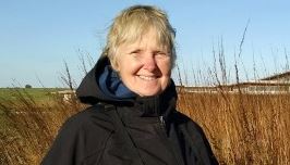 Judy Groskind in her element, outside looking for birds