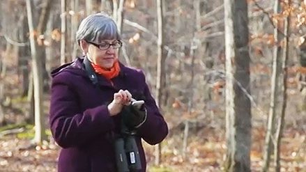 Birder using Merlin Bird ID app on smartphone